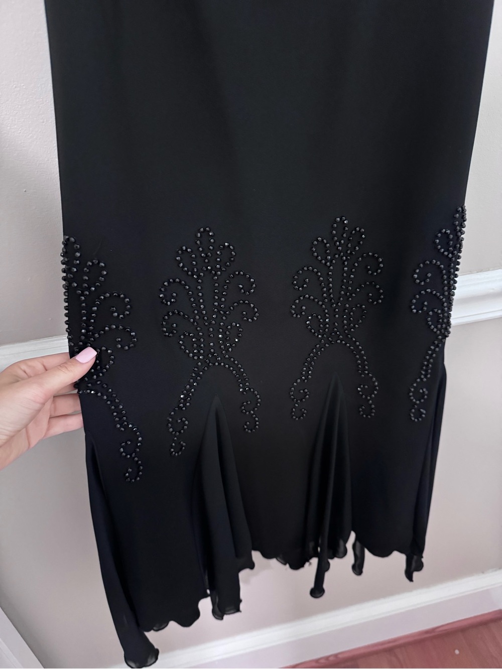 S.L. Fashions Black Beaded Handkerchief Dress - Picture 2 of 2